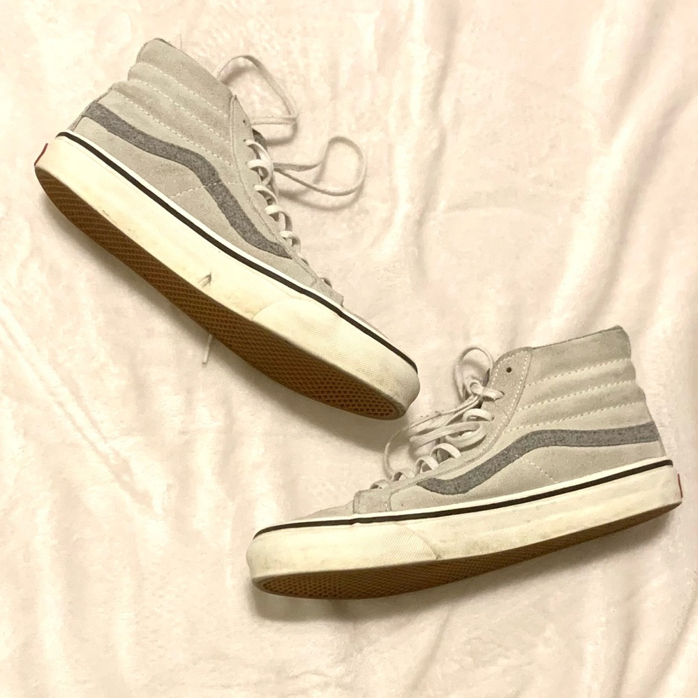 Vans SK8-Hi High-Top Gray/Blue Stripe Sneakers